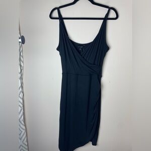 Goldray Fraidy Stitch Fix Ribbed Fitted Knit faux wrap Dress Black Medium